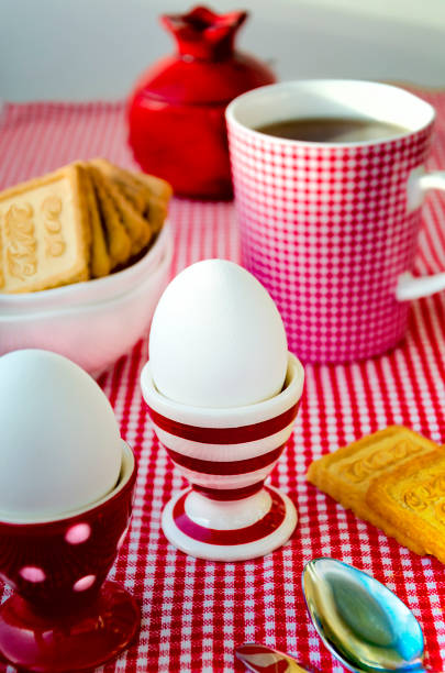 istock Hard boiled eggs with tea and cookies 639573908
