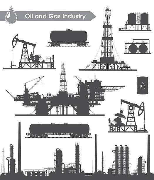 ilustrações de stock, clip art, desenhos animados e ícones de de indústria petrolífera - oil rig construction platform oil industry sea