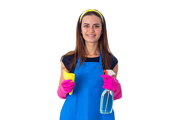 istock Woman holding detergent and duster 639575702