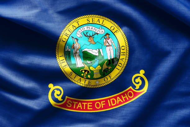 istock Waving Fabric Flag of Idaho 639575818