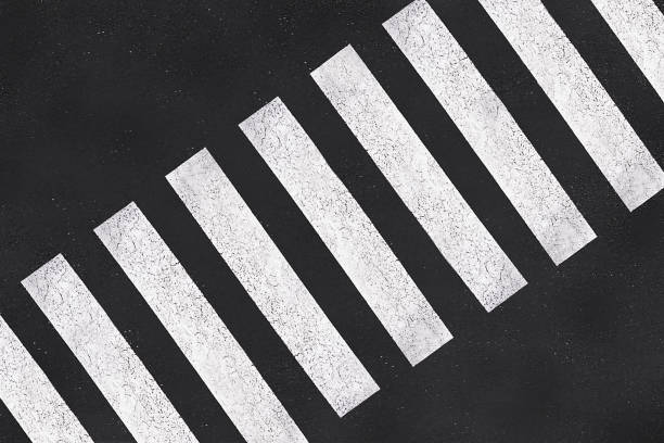 Pedestrian crossing, asphalt road top view Pedestrian crossing, asphalt road top view crossing stock pictures, royalty-free photos & images