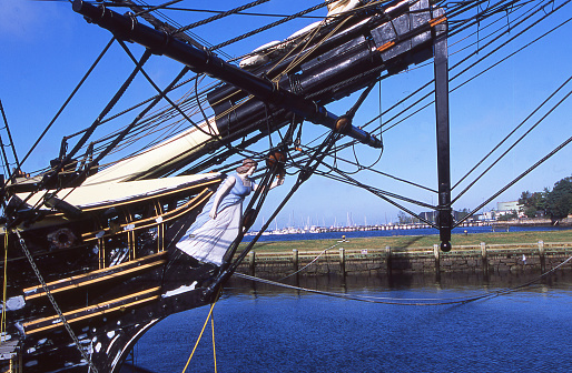 Prow of the famous Friendship of Salem historic sailing ship at Salem Massachusetts National Maritime Historic site