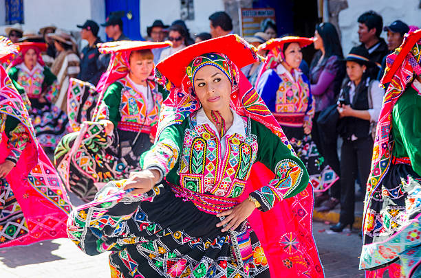 Woman dancing at the Inti Raymi festival La Paz, Bolivia - April 15, 2015: Woman dancing at the Inti Raymi festival inti raymi stock pictures, royalty-free photos & images