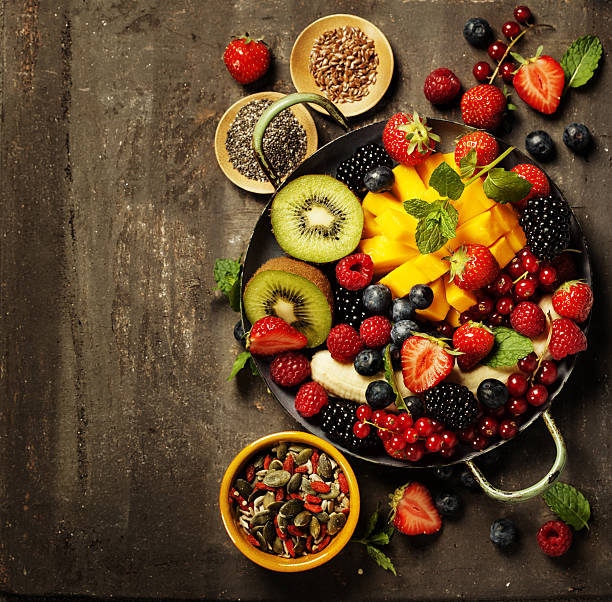 istock fresh fruits and berries on plate 639595558