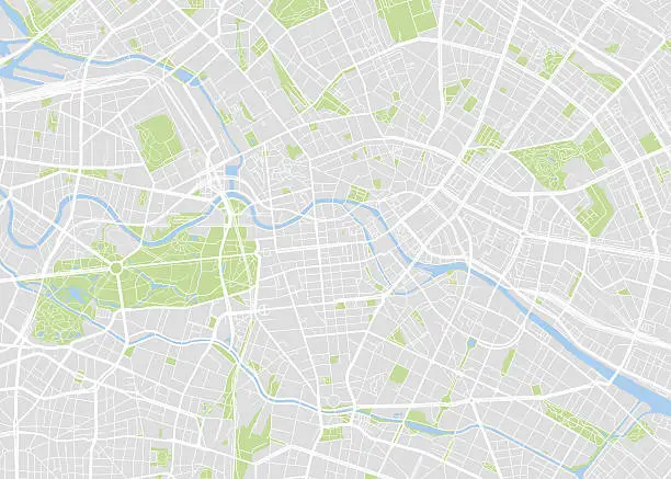 Vector illustration of Berlin colored vector map