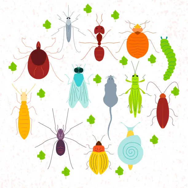 Vector illustration of Pest coloured circled set