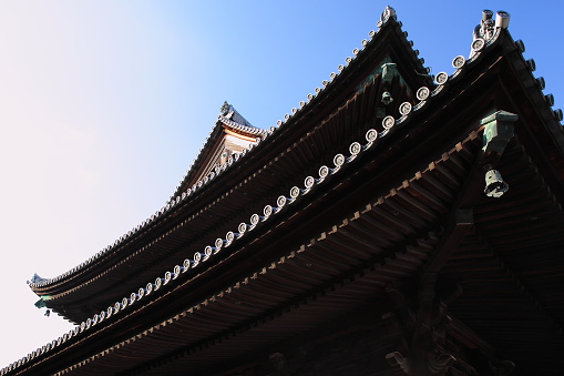 The roof of the main hall (Buddha hall) of Tofukuji Temple in Kyoto.