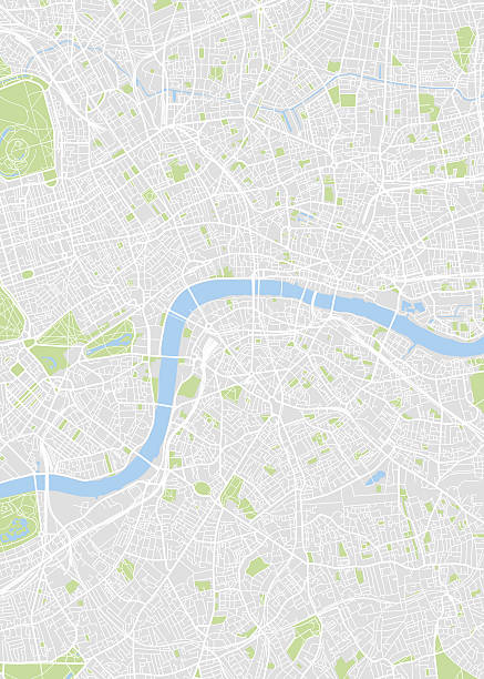 kolorowa mapa planu londynu, widok z lotu ptaka - uk map regions england stock illustrations