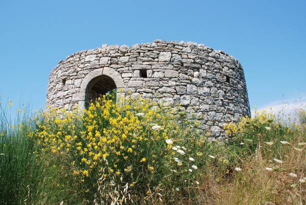 An old wartime defence post on the cliff top above Loggos on the Greek island of Paxos.