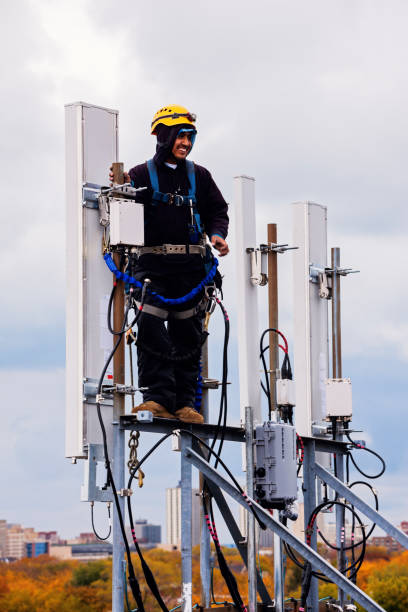 istock Tower crew leader working with the cellular antennas 639607432