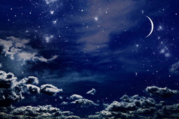 istock Night sky with stars and full moon background 639610642