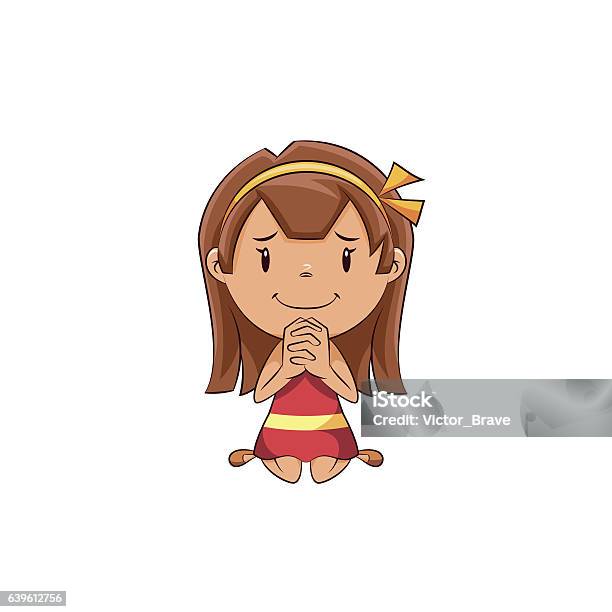 Girl Begging Stock Illustration - Download Image Now - Praying, Child, Vector