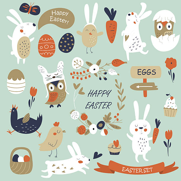 illustrazioni stock, clip art, cartoni animati e icone di tendenza di pasquatabluered - floral pattern butterfly easter easter egg