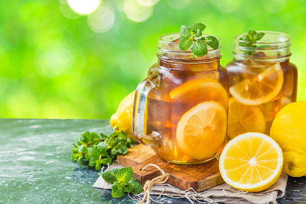 istock Iced tea in glass jars 639615562