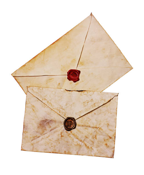 istock Two old envelopes with red and brown seal wax 639615582