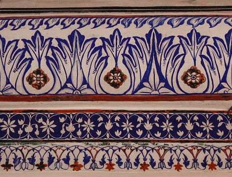 beautiful hand made blue and red tiles