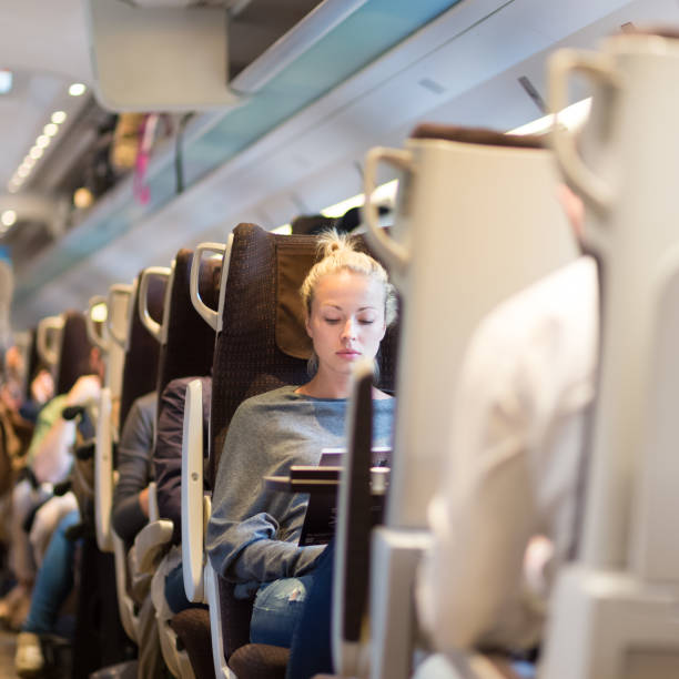 istock Lady traveling by train. 639619900