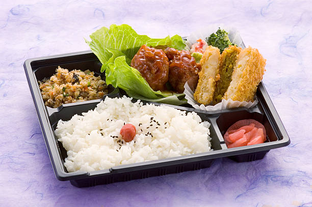 istock Croquette and meat ball bento 639620930