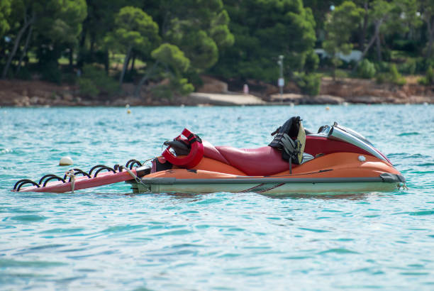 Rescue jet ski in the sea.