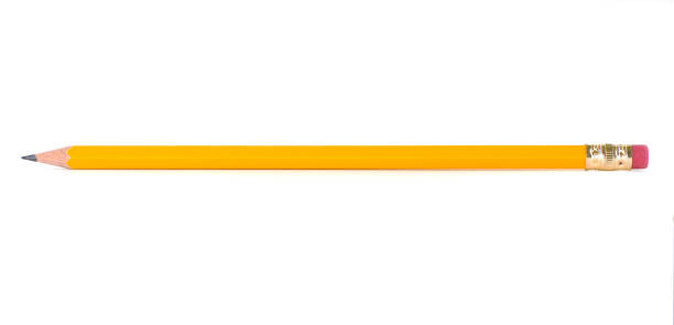 matita su sfondo bianco - pencil yellow single object office foto e immagini stock