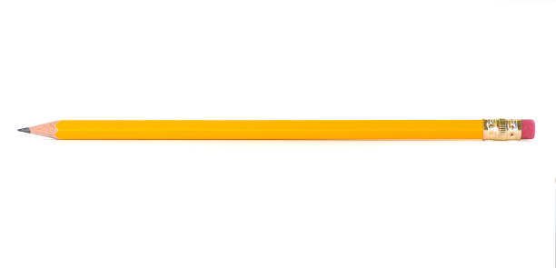 ペンシルに白背景 - pencil yellow single object office ストックフォトと画像