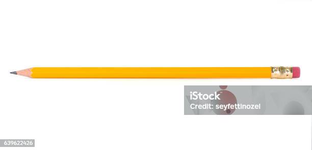Pencil On White Background Stock Photo - Download Image Now - Pencil, Eraser, Graphite