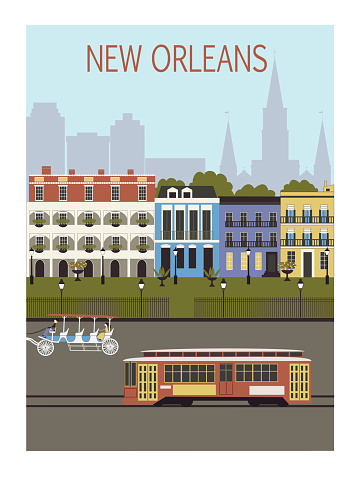 New Orleans city Louisiana USA. Vector illustration