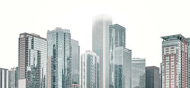 istock Color toned skyscrapers on a cloudy day, Chicago. 639626792