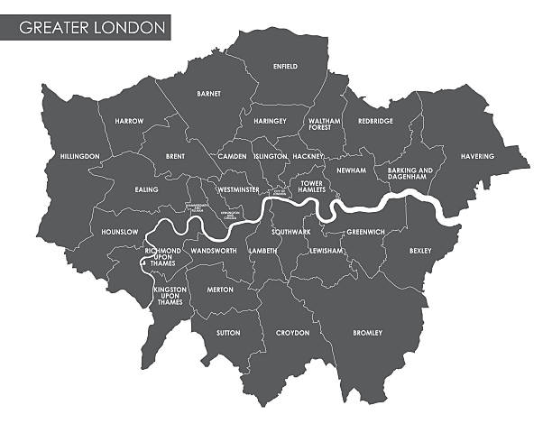 vector greater london mapa administracyjna - greater london stock illustrations