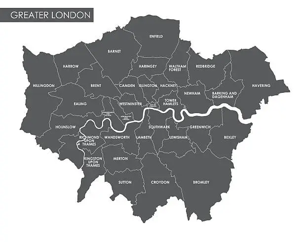 Vector illustration of Vector Greater London administrative map