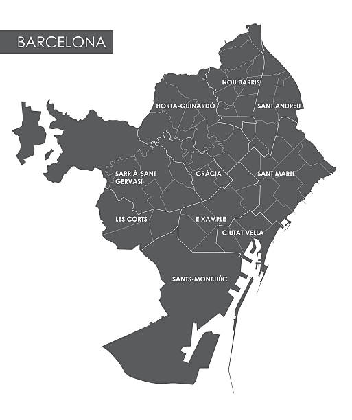 Vector map Barcelona district Vector map Barcelona district barcelona stock illustrations