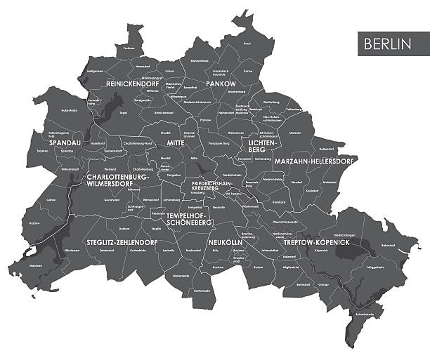 ilustrações de stock, clip art, desenhos animados e ícones de vector map berlin district - berlin
