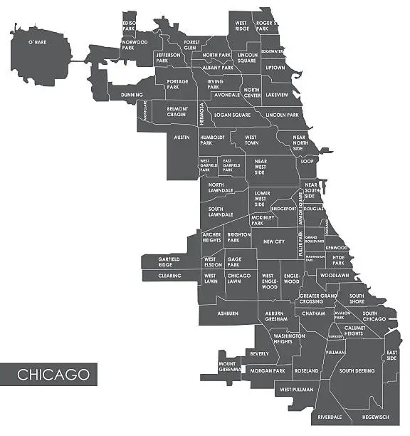 Vector illustration of Vector map Chicago district