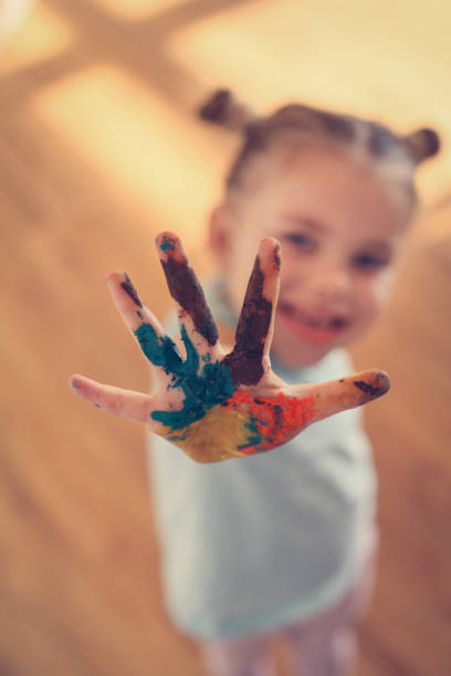 paint hands. - window sun sunlight vertical imagens e fotografias de stock