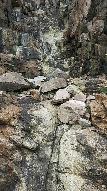 istock Granite Stone Broken Rock Faults Background, Quarry, Maine 639641248