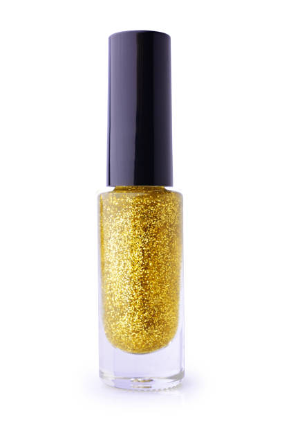 istock Golden nail polish with glitter 639643852