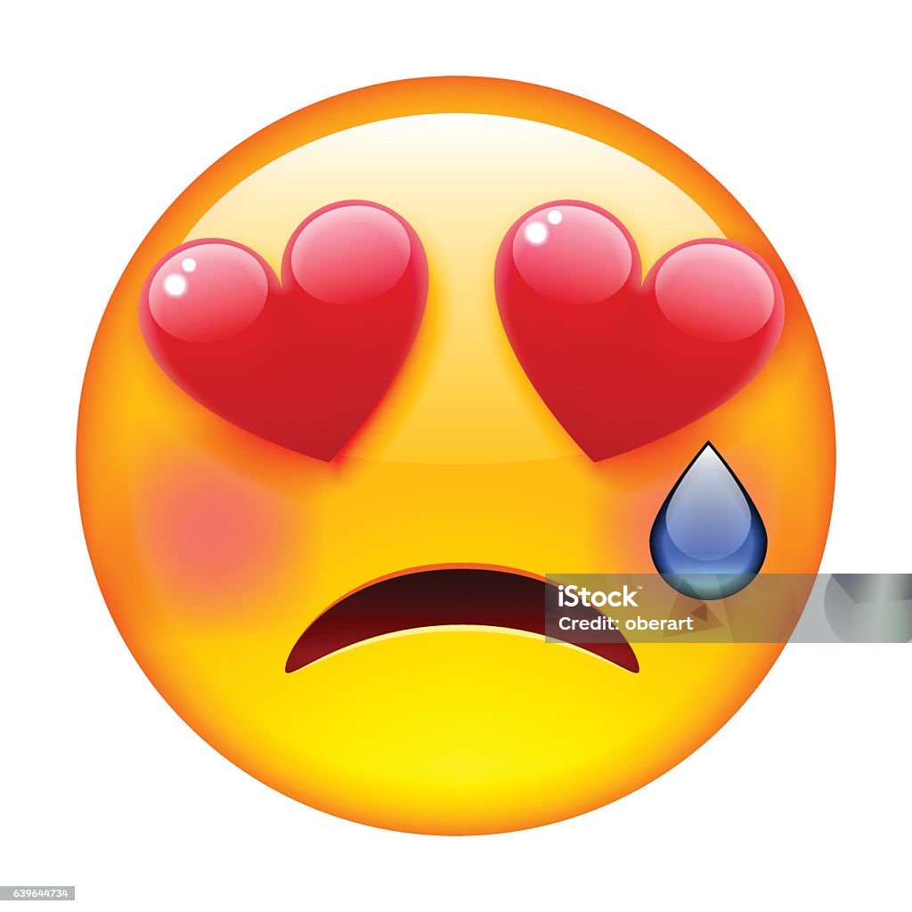 Smile In Love Crying Emoticon Crying Emoji In Love Stock ...