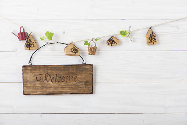 Hanging welcome sign