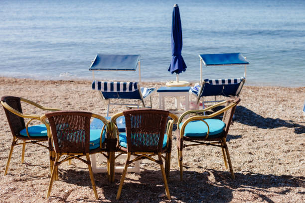 istock beach cafe and sunbeds 639651598