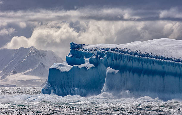 enorme iceberg che galleggia in antartide - uncultivated snow ice antarctica foto e immagini stock