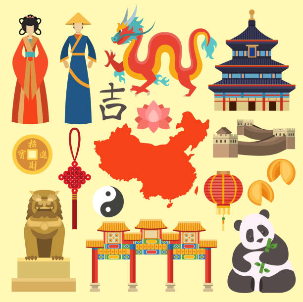 china-symbole vektor. - dragon chinese dragon china chinese ethnicity stock-grafiken, -clipart, -cartoons und -symbole