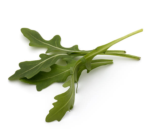 istock Sweet rucola salad or rocket lettuce leaves  on white ba 639655234
