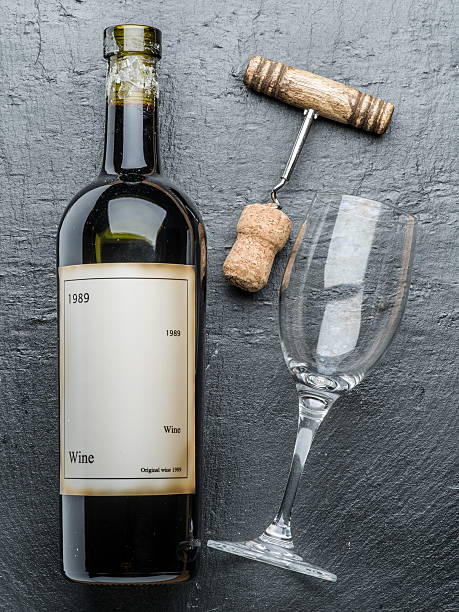 istock Wine bottle, wine glass and corkscrew. 639656766