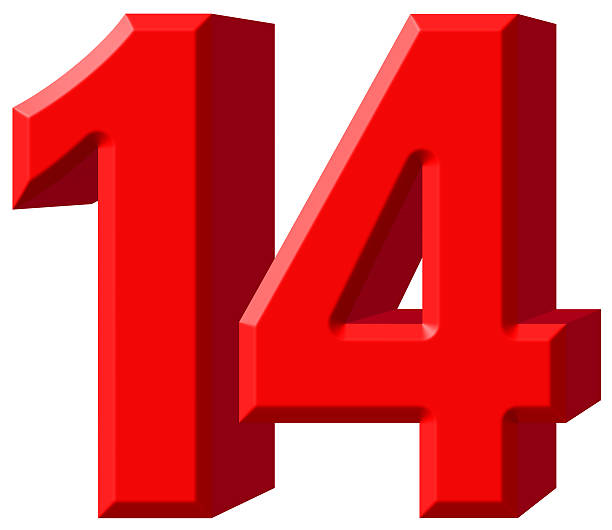 istock Numeral 14, fourteen, isolated on white background, 3d render 639660096