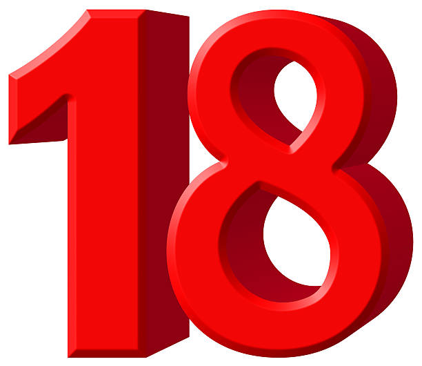 istock Numeral 18, eighteen, isolated on white background, 3d render 639660182