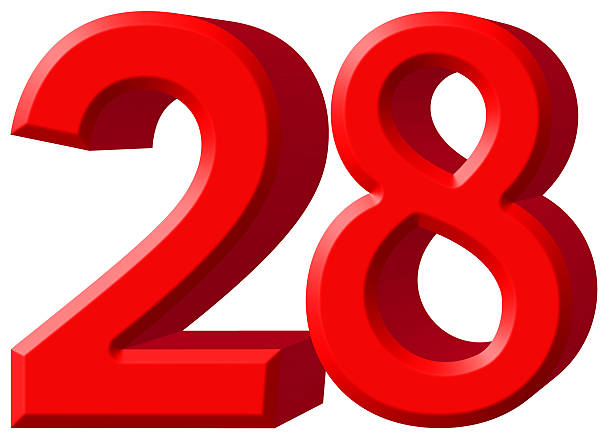 istock Numeral 28, twenty eight, isolated on white background, 3d rende 639660838