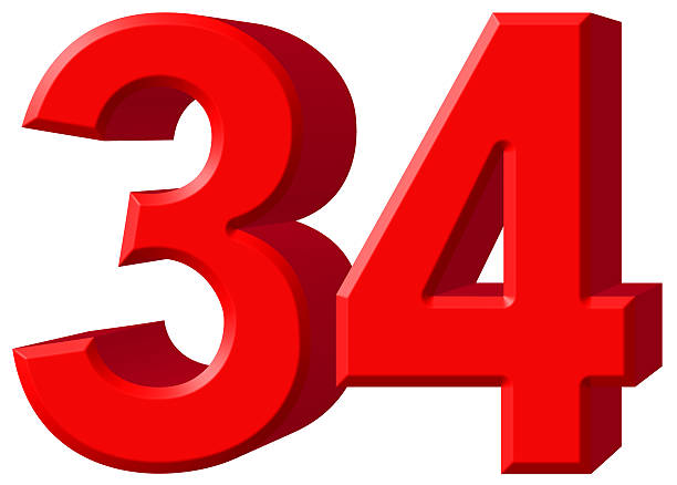 istock Numeral 34, thirty four, isolated on white background, 3d render 639660990