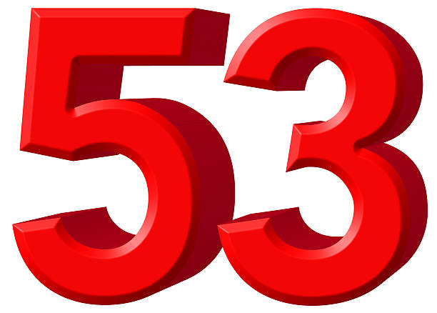 istock Numeral 53, fifty three, isolated on white background, 3d render 639661526