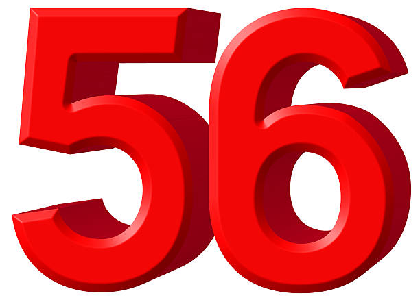 istock Numeral 56, fifty six, isolated on white background, 3d render 639661660