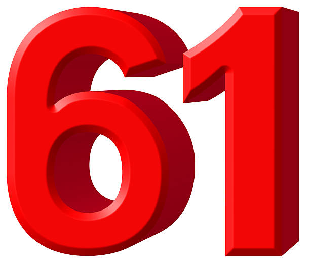 istock Numeral 61, sixty one, isolated on white background, 3d render 639661820